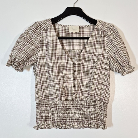 Sezane Feliz Plaid Top 36/4 - Picture 3 of 9